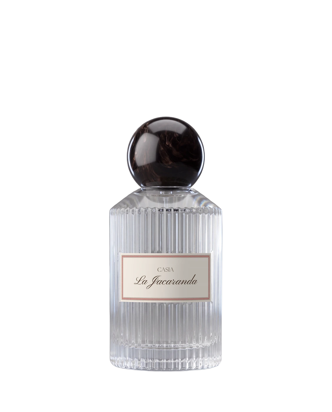La botella de La Jacaranda con tapa mármol negro.